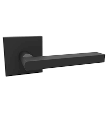 A dark gray front door is a really nice choice and looks great when paired with red brick siding. Black Modern Door Levers Ahi Sig110 204 P22 Doorware Com