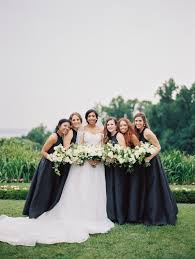 These Black Bridesmaids Dresses Are A Perfect Detail To This Maryland Outdoor Wedding With European Deta Black Bridesmaid Dresses Bridesmaid Bridesmaid Dresses