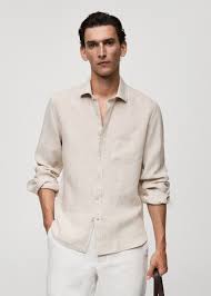 Classic fit 100% linen shirt - Men | MANGO Vietnam
