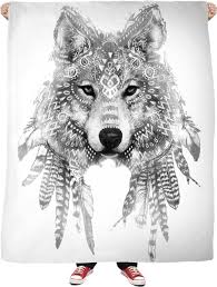 Black And White Wolf Tattoo Ideas Rofb Wolf Chief 2 Black And White Fleece Blanket Tatuajes De Lobos Tatuajes Al Azar Ilustracion Lobo