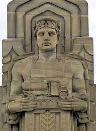 Cleveland Ohio Guardian Of Traffic Statue Holding A Tanker Truck Art Deco Sculpture Art Deco Architecture Art Deco Era