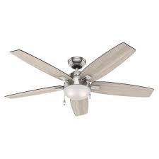 Hunter Antero 54 In Led Indoor Brushed Nickel Ceiling Fan With Light 59183 Bedroom Ceiling Light Modern Ceiling Fan Ceiling Fan With Light