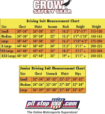 Sizing Chart Crow Auto Racing Suits