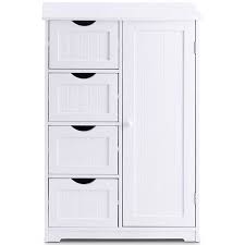 Goplus Wooden 4 Drawer Bathroom Cabinet Storage Cupboard 2 Shelves Free Standing White Walmart Com Cupboard Storage Ikea Storage Cabinets Bathroom Storage Stand