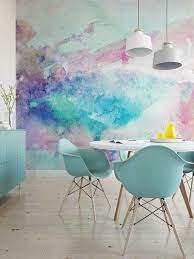 Cool Tones Watercolor Wall Mural 522 Etsy Watercolor Mural Wall Wallpaper Room Decor