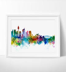 Sydney Skyline Sydney Wall Art Sydney Poster Cityscape Art Print City Wall Art Cities Skylines Watercolor Australia Art Print 263 Australia Art Print City Wall Art Sydney Skyline
