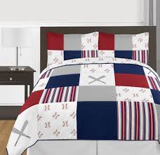 Shop for queen down comforters at bed bath & beyond. Red White And Blue Baseball Patch Sports Boy Full Queen Kid Teen Bedding Comforter Set By Sweet Jojo Designs 3 Pieces Grey Patchwork Stripe Only 99 99