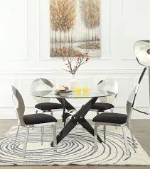 My husband and i have a 10x12 morning room and are going to order a 48 raindrop glass table for our breakfast area. Acme 72325 27 5 Pc Hagelin Black And Chrome Metal 48 Round Glass Top Dining Table