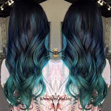 Deep Sea Mermaid Turquoise To Teal Color Melt Hair Painting By Jennifer Malloy Hotonbeauty Color Melting Hair Ombre Hair Color Hair Styles