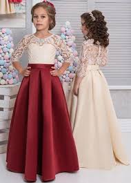 Give Your Little Girl The 2018 Cheap Girls Pageant Dresses 3 4 Long Sleeves Lace Ap Satin Flower Girl Dress Flower Girl Dress Pattern Wedding Dresses For Girls