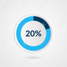 20 percent blue grey and white pie chart percentage vector infographics