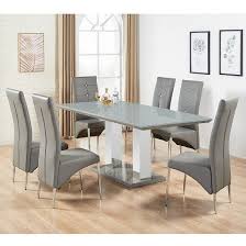 Monton Grey Glass Extendable Dining Table And 6 Dining Chairs Furniture In Fashion Extendable Dining Table Dining Table Dining Room Table Set