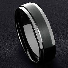Customised Platinum Band With Black Rhodium Jl Pt 950 Etsy Titanium Wedding Rings Titanium Wedding Band Mens Mens Wedding Bands