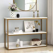 The Perfect Tribesigns 3 Tier Console Table Gold Sofa Entry Table With Faux Marble Top And Gold Meta In 2020 Console Table Decorating Marble Console Table Entry Table