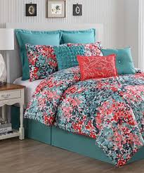 Traditional style lovers can find turquoise matched with white or coral in timeless designs, while. Turquoise Coral Yorke Comforter Set Bedroom Comforter Sets Comforter Sets Comfortable Bedroom