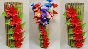 Color blocked test tube vase How To Make A Gorgeous Flower Vase With Paper At Home Flower Vase Easy Paper Flower Vase Paper Vase Flower Vases