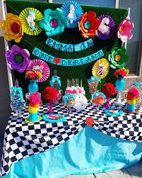 Guests will be going mad when they see your party decorated with these tea party supplies! Alice In Wonderland Birthday Party Ideas Photo 1 Of 11 Alice In Wonderland Tea Party Birthday Onederland Birthday Party Wonderland Party Decorations