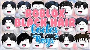 Roblox hair codes items per page 10 25 50 100 select type shirts t shirts pants heads faces building explosive melee musical navigation power up ranged social transport hats hair face neck shoulder front back waist. Black Roblox Hair Codes For Bloxburg Boys Youtube
