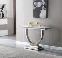 Amazon.com: Mesa consola de mármol sintético blanco, mesas ...