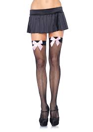 Thigh high stockings silicone lace top stay up silky semi sheer pantyhose for women hold up nylon dorallure. Thigh High Fishnet Stockings Pink Bow