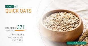 It depends how much liquid is used (how running or thick they are). Quick Oats Calories In 100g Oz Handful Tablespoon And More