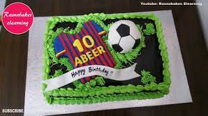 This football cake was a good fit for my nephew's birthday as all were so excited about football season.my family was all high. Fcb Soccer Football Birthday Chocolate Cake Simple Easy Design Ideas Decorating Tutorial At Home Youtube