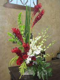 Tropical Floral Arangements Red Ginger White Orchids Horse Tail Tropical Flower Arrangements Tropical Floral Arrangements Church Flower Arrangements