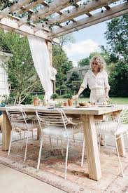 A Natural And Inviting Outdoor Dining Space Is Created With The Teak Teaka Table Photo By Be Outdoor Dining Spaces Teak Patio Furniture Used Outdoor Furniture