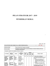 Yang secara tematik membahas manajemen strategik dalam konteks pengelolaan pendidikan. Pelan Strategi Pendidikan Moral 2017 2019