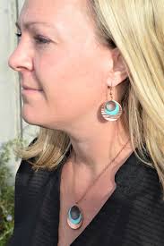 Boho Copper Necklace, Hammered Copper Necklace and Earring Set, Rustic  Patina Jewelry for Women, 7th Anniversary Gift for Wife