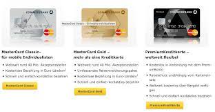 Die commerzbank gold kreditkarte mastercard liegt preislich im gehobenen segment, bietet dafür aber gute gründe. Commerzbank Kreditkarten Im Vergleich Gebuhren Leistungen Vor Nachteile Kreditkarte Kostenlos De