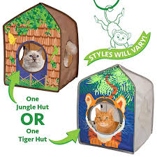 Amazon Com Kitty City Pop Up Safari Hut Play House Cat Cube Play Kennel Cat Bed Jungle Cat House Pet Supplies In 2020 Cat Cube Cat Pet Supplies Cat Bed