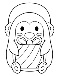 Fuzzy has 151 or more christmas coloring pages with 69 on this page. Printable Penguin With Christmas Present Coloring Page