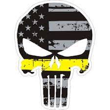 They state that the punisher logo serves as a warning to criminals that if they're committing violent acts, the police are coming for them. Thin Yellow Line Distressed American Flag Punisher Skull Sticker At Sticker Shoppe