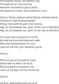 Old Time Song Lyrics Boatman Dance Songs Song Lyrics Lyrics