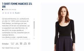 T Shirt Manches 3 4 Noir Petit Bateau 20 Perfect Wardrobe Shopping Wardrobe