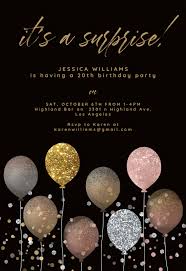 Black And Gold Party Invitations Templates Free Glitter Balloon Birthday Invitation Template Free Greetings Island In 2020 Glitter Balloons Birthday Invitation Templates Party Invite Template