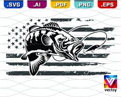 Bass Fishing Svg U S Flag With Fish Angler Fishing Bass Etsy Fishing Svg Svg Flag Decal