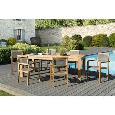 Découvrez nos tables et chaises de jardin avec votre jardinerie botanic®. Salon De Jardin Table En Teck 6 Fauteuils Empilables Textilene