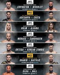 Find the latest ufc event schedule, watch information, fight cards, start times, and broadcast details. Ufc On Bt Sport On Twitter Your Ufc Schedule From Now Until The End Of October Is Elite