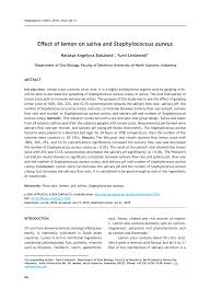 Pdf Effect Of Lemon On Saliva And Staphylococcus Aureus