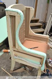 Diy Wingback Dining Chair How To Upholster The Frame Part 1 Addicted 2 Decorating Wingback Dining Chair Diy Wood Projects Furniture Reupholster Furniture