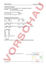 Answers to adverbs or adjectives: Arbeitsblatt Adverbs Of Manner Englisch Grammatik