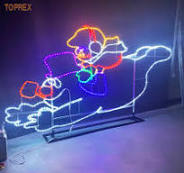 Led Merry Christmas Letter Rope Light Motif with Santa Claus and Snowman
