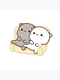 peach and goma mochi cat couch potato throw pillow by misoshop in 2021 cute bear drawings cute cartoon wallpapers cute doodles