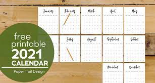 You can edit and customize the templates using the office application on your local computer, or you can use our online calendar creation tool. 2021 Free Printable Monthly Calendar Paper Trail Design