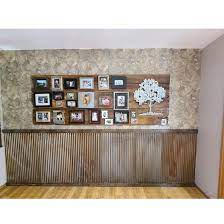If you prefer a more aged look, you can use this tip from the ragged wren for aging the sheet metal, and if you're not sure if the metal is for you, you can also easily and inexpensively create an accent wall with paint , wood , or wainscoting : Corrugated Metal Wainscoting Dakotatin By Rusher Products Llc