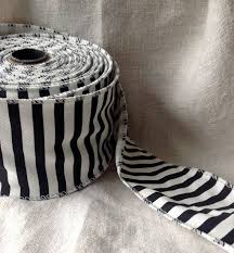 Black And White Striped Ribbon Bulk Black And White Striped Cotton Wired Ribbon By Shymyrtle On Etsy Black White Wedding Stripes Party Vintage Ribbon
