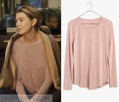 Grey S Anatomy Season 12 Episode 16 Meredith S Pink Long Sleeve Top Shopyourtv Grey S Anatomy Clothes Tv Show Outfits Pink Long Sleeve Tops