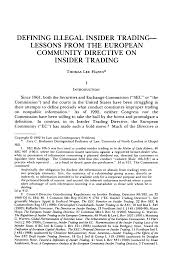 Defining Illegal Insider Tradingâ•ﬂLessons From the European Community  Directive